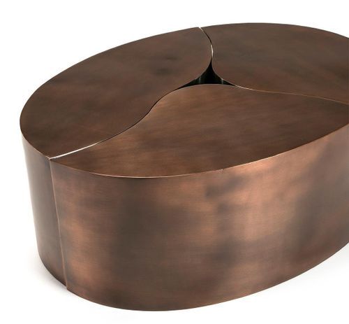 Table basse modulable métal cuivré et argenté 103 cm - Photo n°3; ?>