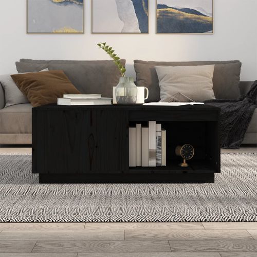 Table basse Noir 100x101x40,5 cm Bois massif de pin - Photo n°3; ?>