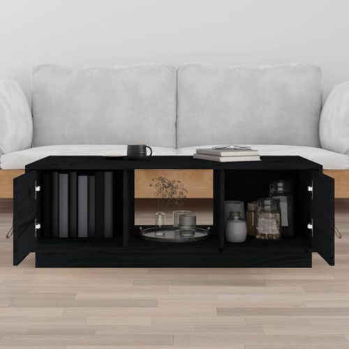 Table basse Noir 100x50x35 cm Bois massif de pin - Photo n°3; ?>