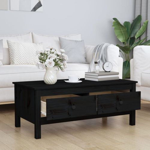 Table basse Noir 100x50x40 cm Bois massif de pin - Photo n°3; ?>