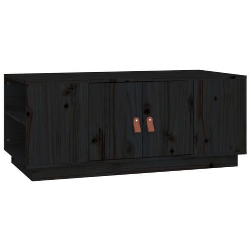 Table basse Noir 100x50x41 cm Bois massif de pin - Photo n°2; ?>