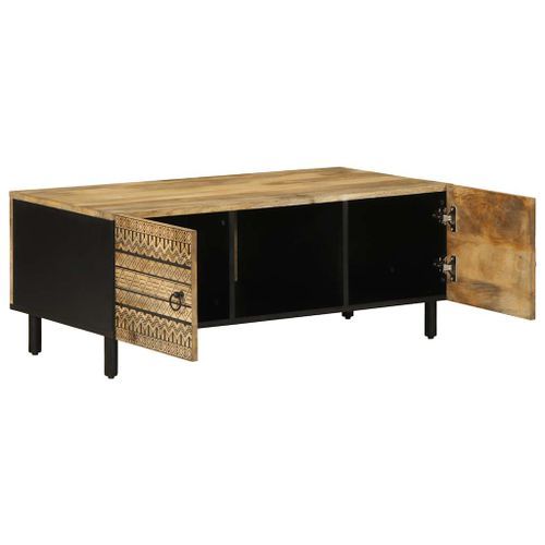 Table basse noir 100x54x40 cm bois massif de manguier brut - Photo n°2; ?>