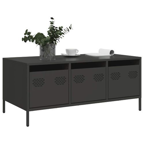 Table basse noir 101,5x50x43,5 cm acier laminé à froid - Photo n°3; ?>