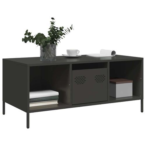 Table basse noir 101,5x50x43,5 cm acier laminé à froid - Photo n°3; ?>