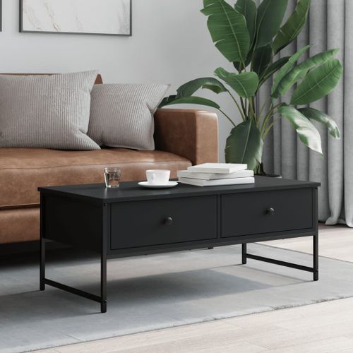 Table basse noir 101x49x39,5 cm bois d'ingénierie - Photo n°3; ?>