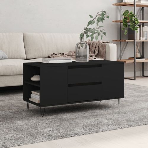 Table basse noir 102x44,5x50 cm bois d'ingénierie - Photo n°2; ?>