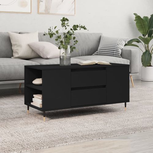 Table basse noir 102x44,5x50 cm bois d'ingénierie - Photo n°2; ?>