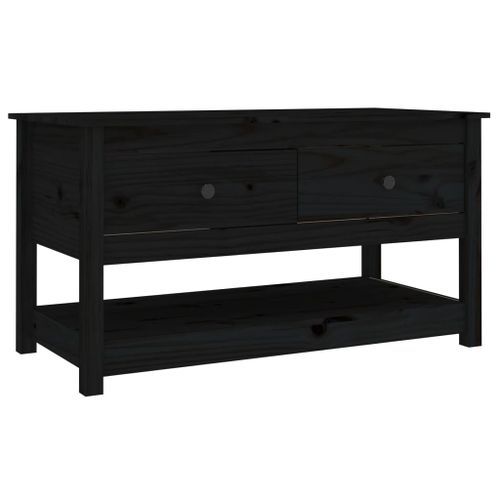 Table basse Noir 102x49x55 cm Bois massif de pin - Photo n°2; ?>