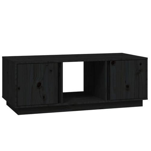 Table basse Noir 110x50x40 cm Bois massif de pin - Photo n°2; ?>