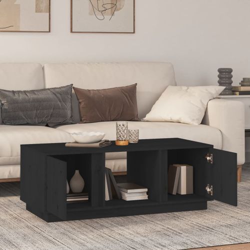 Table basse Noir 110x50x40 cm Bois massif de pin - Photo n°3; ?>