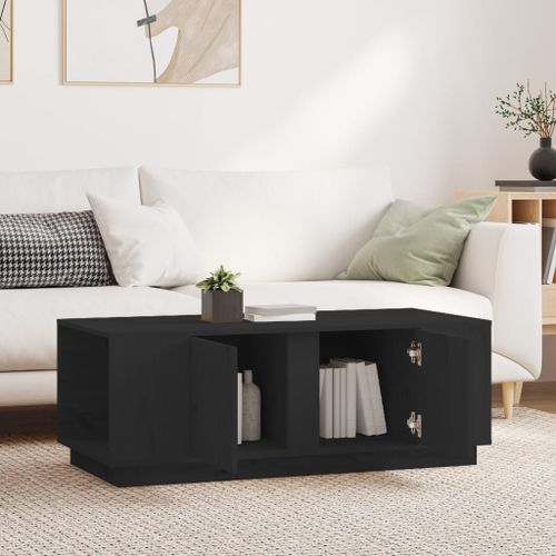 Table basse Noir 110x50x40 cm Bois massif de pin - Photo n°3; ?>