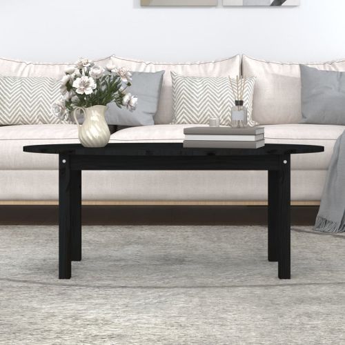 Table basse Noir 110x55x45 cm Bois massif de pin - Photo n°3; ?>