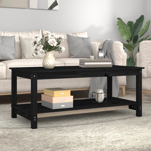 Table basse Noir 110x55x45 cm Bois massif de pin - Photo n°3; ?>