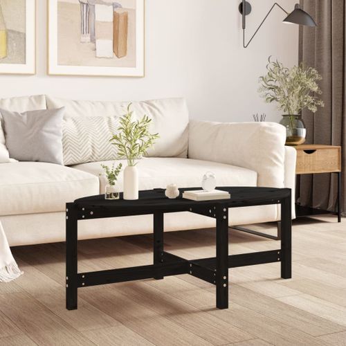 Table basse Noir 118x63x45 cm Bois massif de pin - Photo n°2; ?>