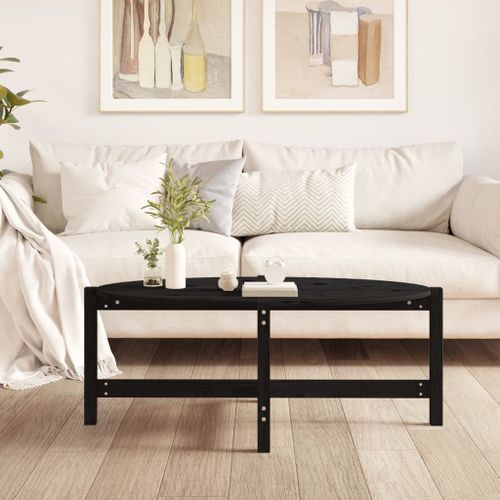 Table basse Noir 118x63x45 cm Bois massif de pin - Photo n°3; ?>