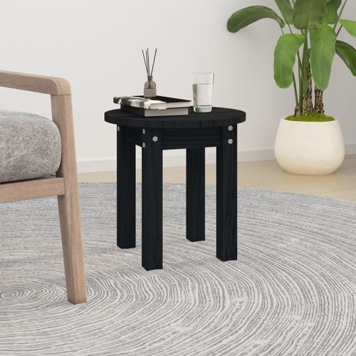 Table basse Noir Ø 35x35 cm Bois massif de pin - Photo n°2; ?>