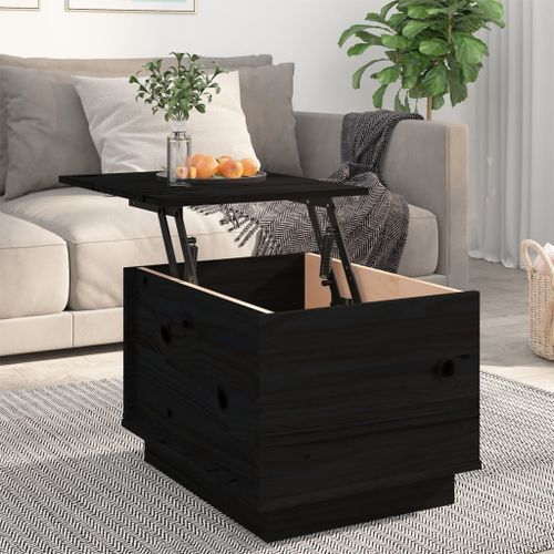 Table basse Noir 40x50x35 cm Bois massif de pin - Photo n°3; ?>