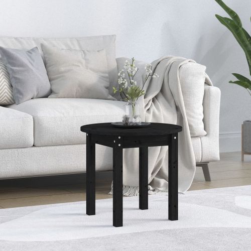 Table basse Noir Ø 45x40 cm Bois massif de pin - Photo n°2; ?>