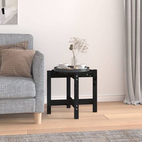 Table basse Noir Ø 52,5x45 cm Bois massif de pin - Photo n°2; ?>