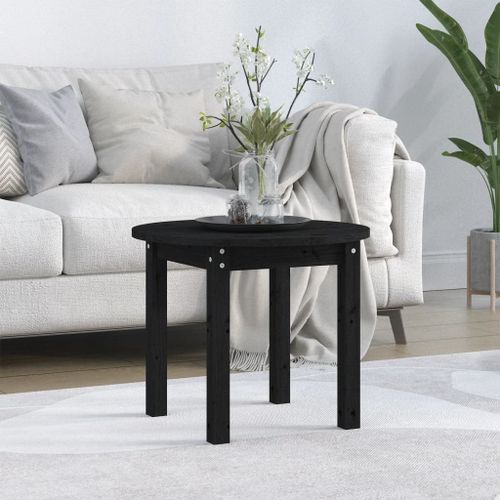 Table basse Noir Ø 55x45 cm Bois massif de pin - Photo n°2; ?>