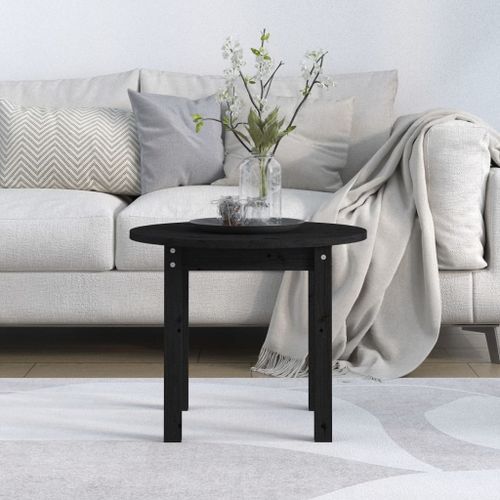 Table basse Noir Ø 55x45 cm Bois massif de pin - Photo n°3; ?>