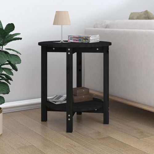 Table basse Noir Ø 55x60 cm Bois massif de pin - Photo n°2; ?>