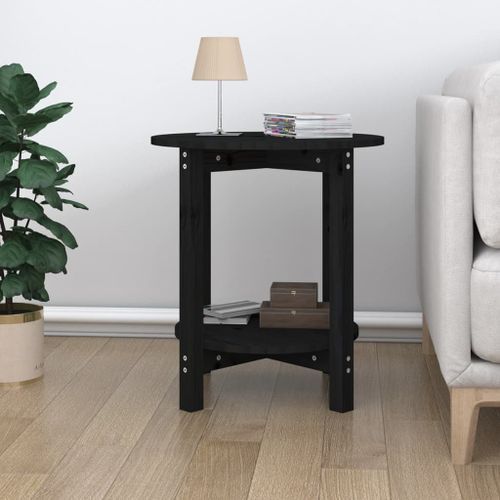 Table basse Noir Ø 55x60 cm Bois massif de pin - Photo n°3; ?>