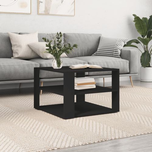 Table basse noir 59,5x59,5x40 cm bois d'ingénierie - Photo n°2; ?>