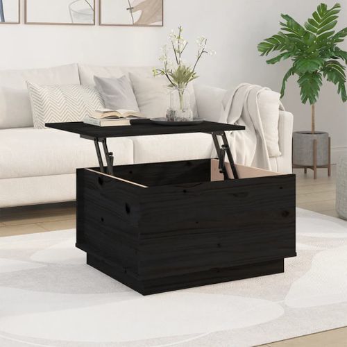 Table basse Noir 60x50x35 cm Bois massif de pin - Photo n°3; ?>