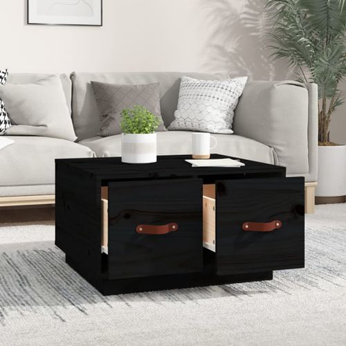 Table basse Noir 60x53x35 cm Bois massif de pin - Photo n°3; ?>