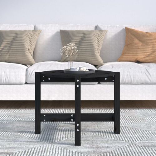 Table basse Noir Ø 62,5x45 cm Bois massif de pin - Photo n°3; ?>