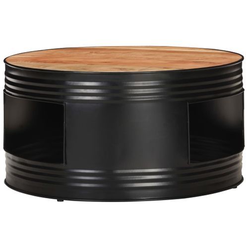 Table basse Noir 68x68x36 cm Bois d'acacia massif - Photo n°2; ?>