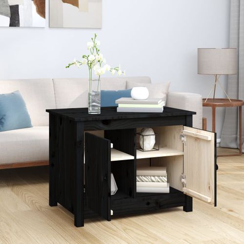 Table basse Noir 71x49x55 cm Bois massif de pin - Photo n°3; ?>