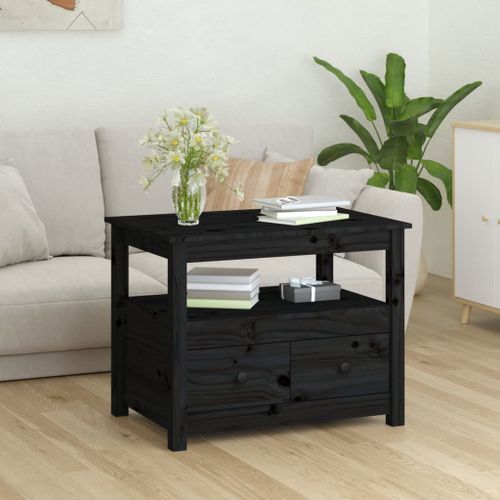 Table basse Noir 71x49x55 cm Bois massif de pin - Photo n°3; ?>