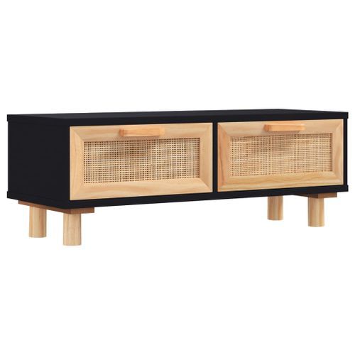 Table basse Noir 80x40x30 cm Bois d'ingénierie et pin massif - Photo n°2; ?>