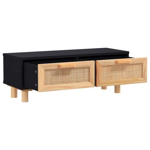 Table basse Noir 80x40x30 cm Bois d'ingénierie et pin massif - Photo n°3; ?>