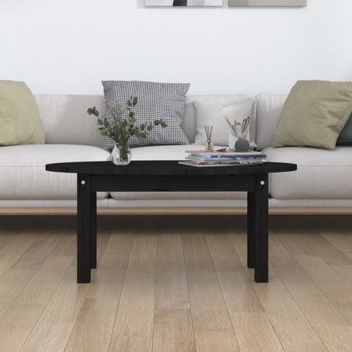 Table basse Noir 80x40x35 cm Bois massif de pin - Photo n°3; ?>