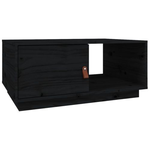 Table basse Noir 80x50x35,5 cm Bois massif de pin - Photo n°2; ?>