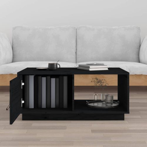 Table basse Noir 80x50x35,5 cm Bois massif de pin - Photo n°3; ?>