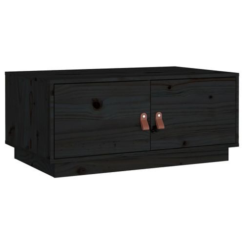 Table basse Noir 80x50x35 cm Bois massif de pin - Photo n°2; ?>