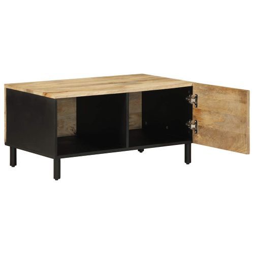 Table basse noir 80x50x40 cm bois de manguier massif brut - Photo n°2; ?>