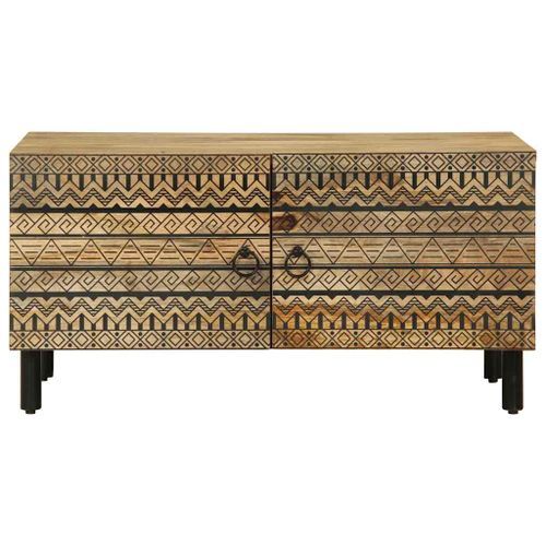 Table basse noir 80x50x40 cm bois de manguier massif brut - Photo n°3; ?>