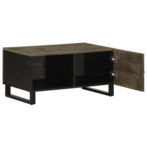 Table basse noir 80x50x40 cm bois massif de manguier - Photo n°2; ?>