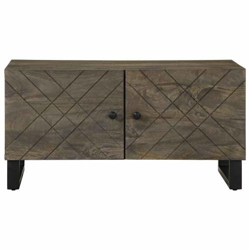 Table basse noir 80x50x40 cm bois massif de manguier - Photo n°3; ?>