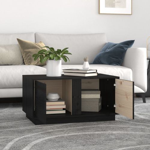 Table basse Noir 80x50x40 cm Bois massif de pin - Photo n°3; ?>