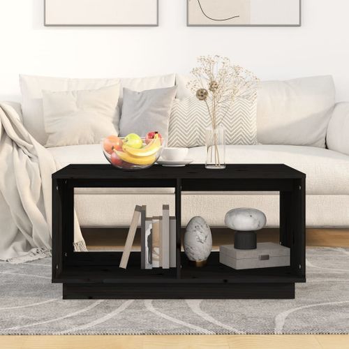 Table basse Noir 80x50x40 cm Bois massif de pin - Photo n°3; ?>