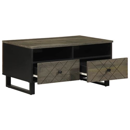 Table basse noir 80x54x40 cm bois massif de manguier - Photo n°2; ?>