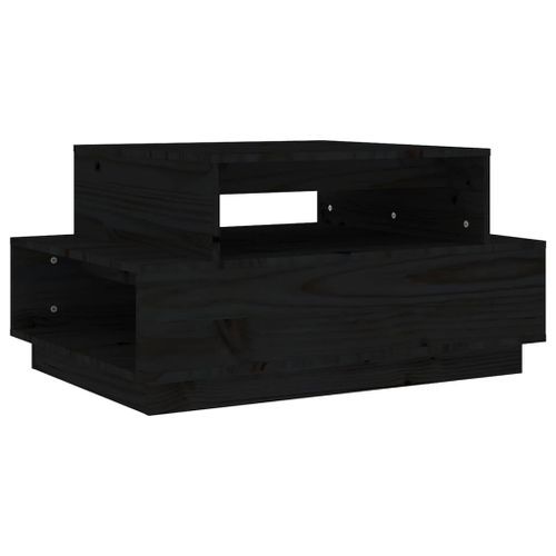 Table basse Noir 80x55x40,5 cm Bois massif de pin - Photo n°2; ?>