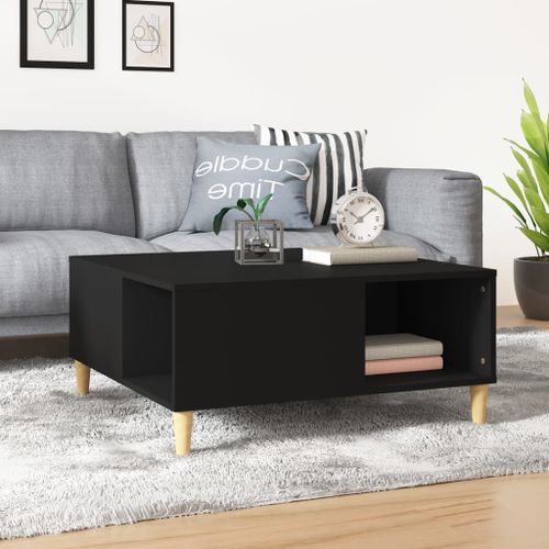 Table basse noir 80x80x36,5 cm bois d'ingénierie - Photo n°2; ?>