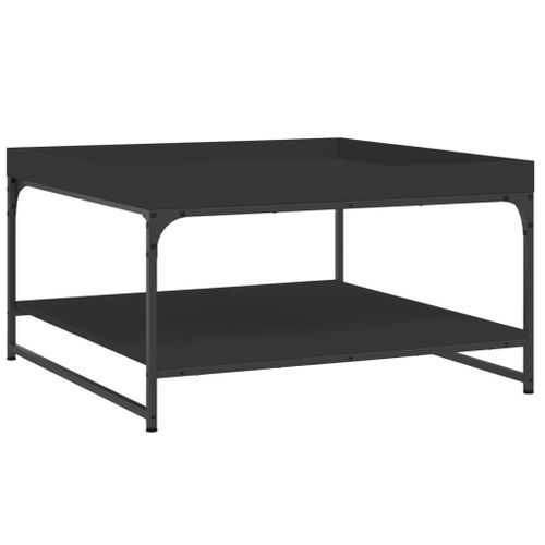 Table basse noir 80x80x45 cm bois d'ingénierie et fer - Photo n°2; ?>